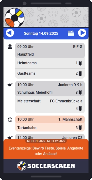 Mobile Screen mit Spielen und Trainings